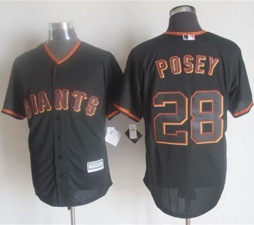 Giants #28 Buster Posey Black New Cool Base Stitched MLB Jersey - Click Image to Close